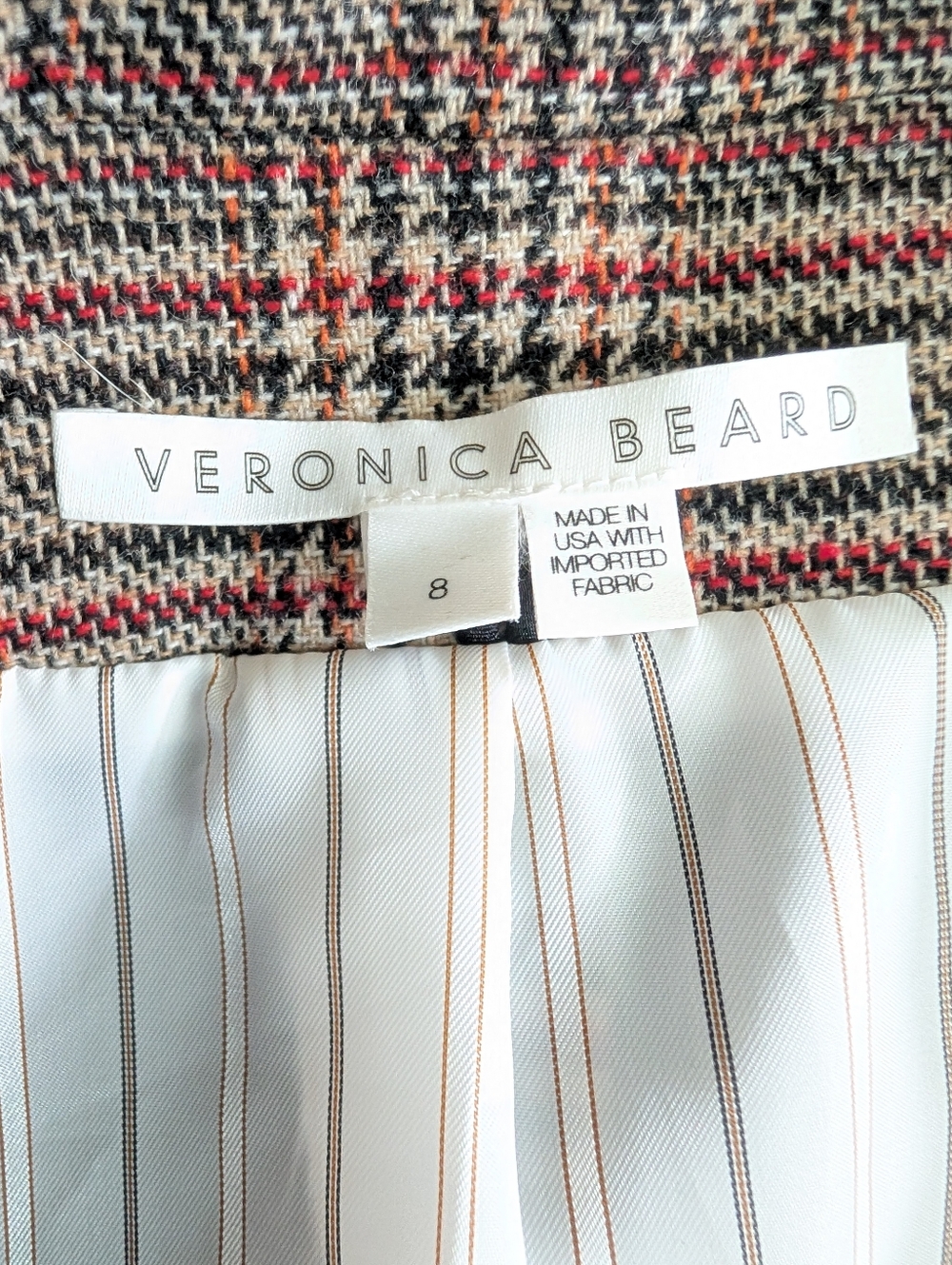 Veronica Beard Oria Houndstooth Plaid Wool Dickey Jacket Blazer Size 8 - Picture 13 of 14